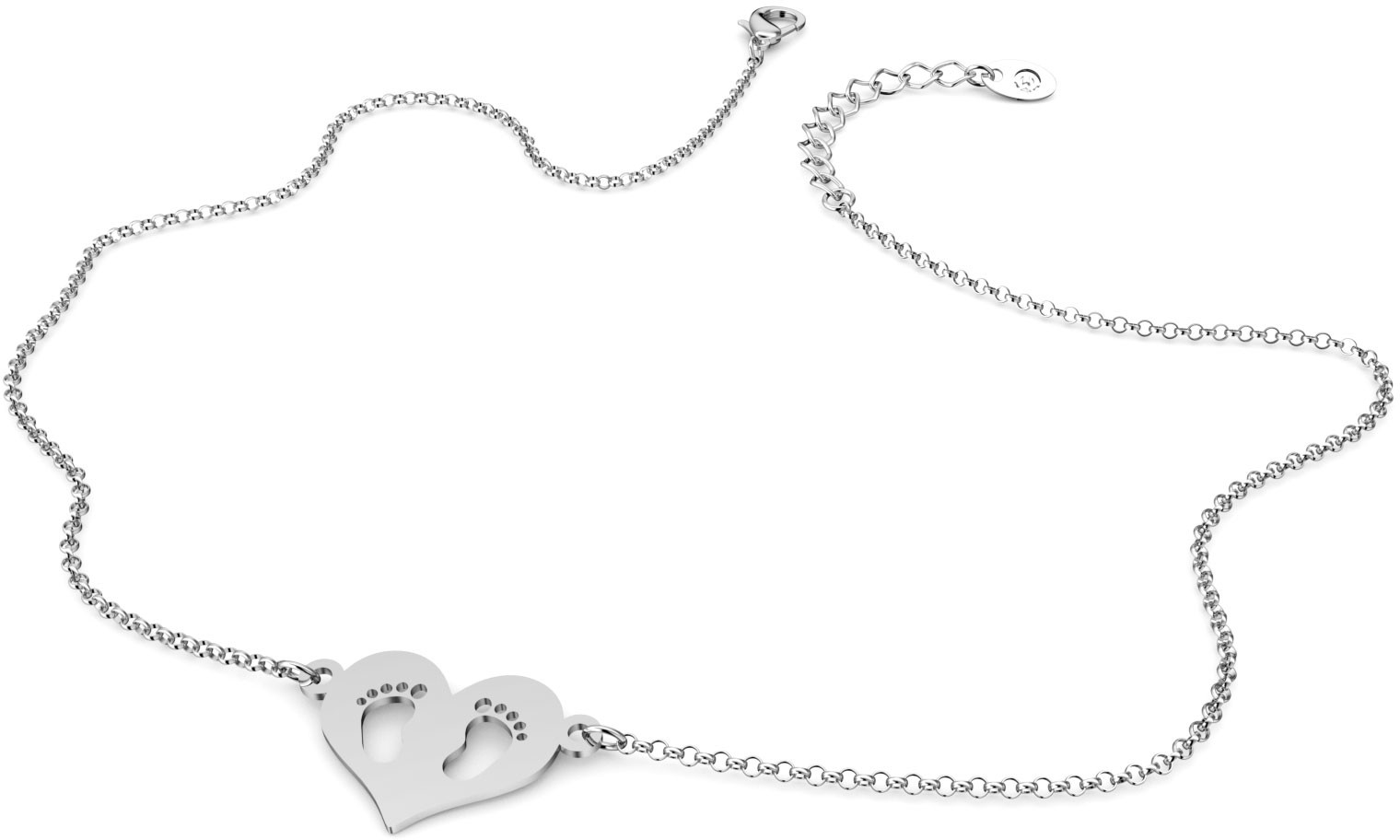 Eminence Naszyjnik srebrny z sercem i stopkami Ag-N-21