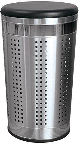 MSV pojemnik na pranie kosz na pranie worek do prania pojemnik na brudną bieliznę z poduszka do siedzenia, okrągły 60,5 cm wysokość Metal Czarny/srebrny (611)