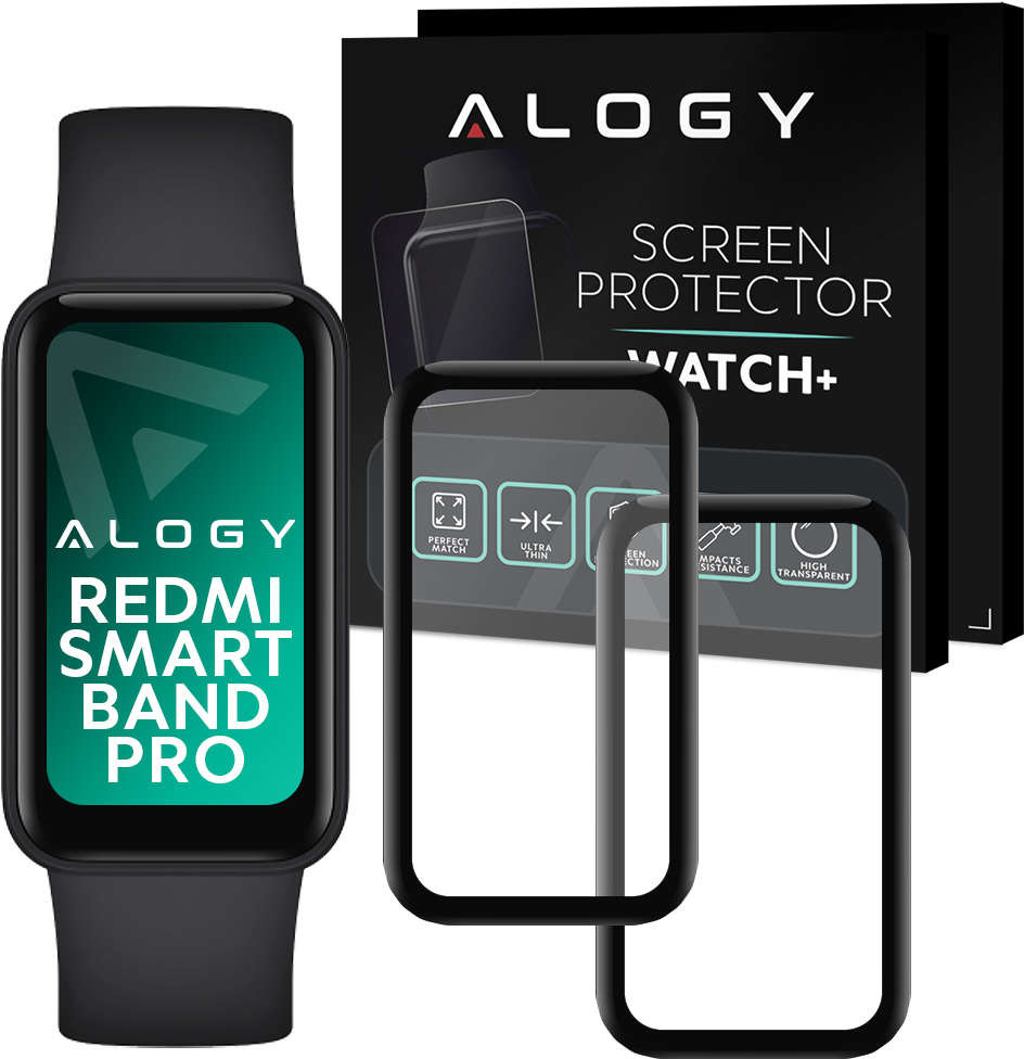 Alogy 2x Elastyczne Szkło 3D do Xiaomi Redmi Smart Band Pro Black 12034X1