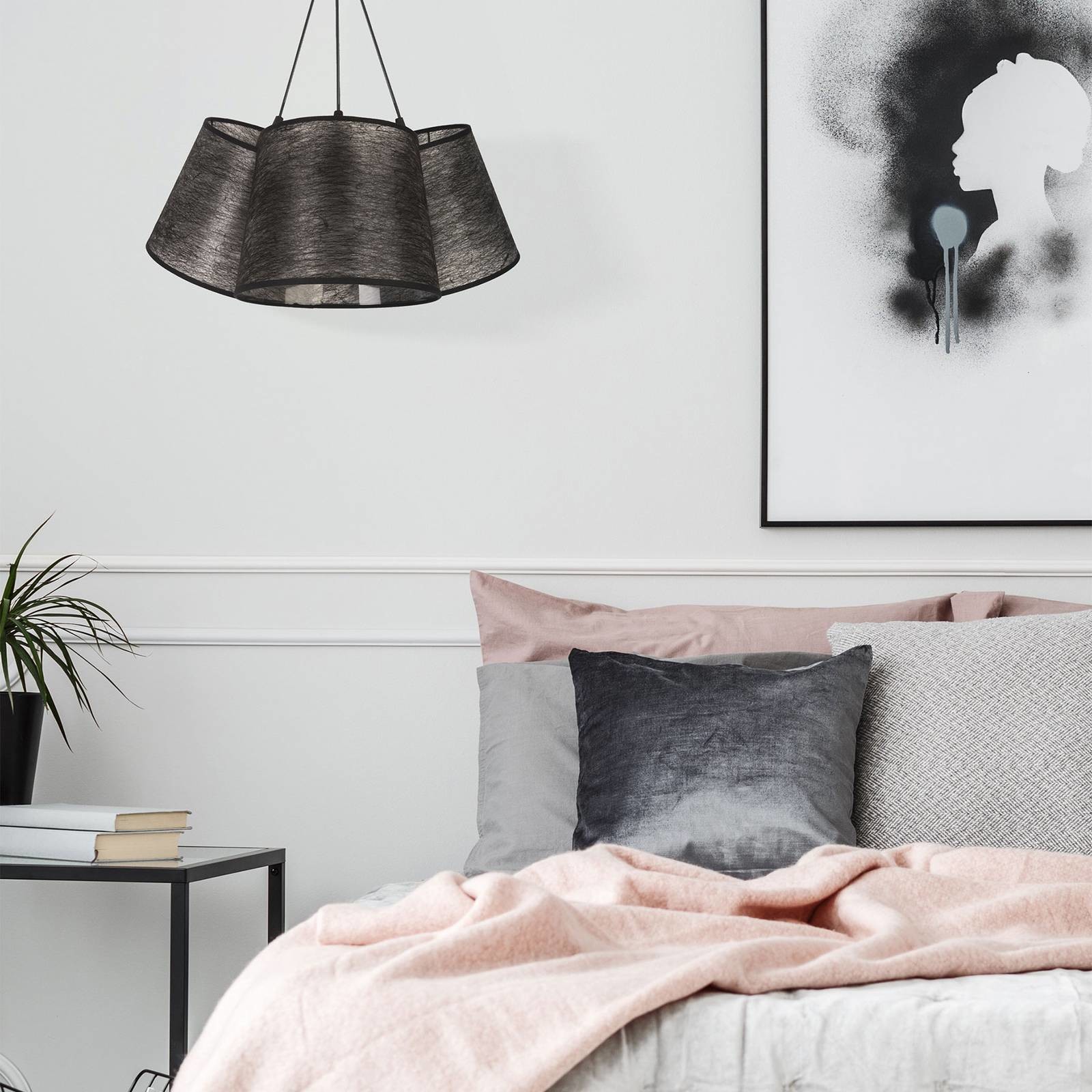 Euluna Lampa wisząca Rossa, 3-pkt. czarna błyszcząca