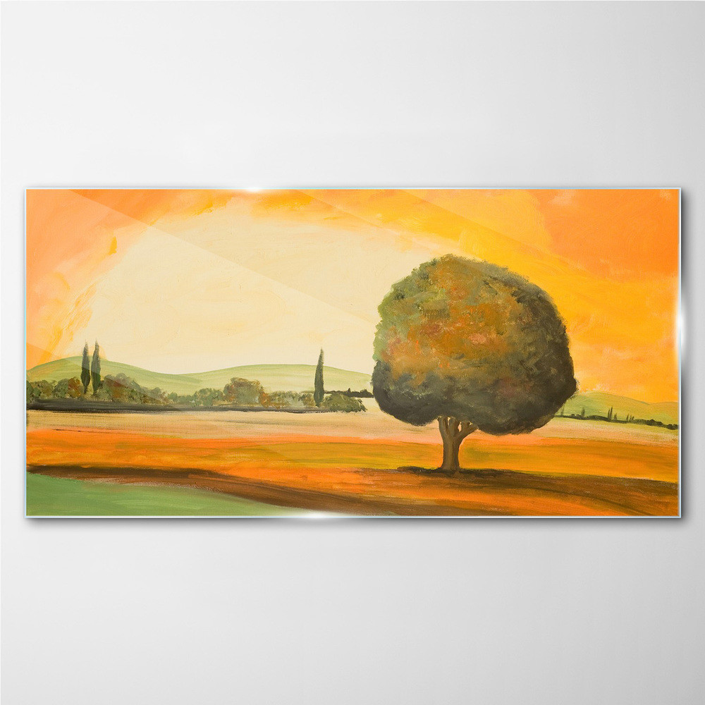 PL Coloray Obraz Szklany Malarstwo krajobraz drzewo 140x70cm
