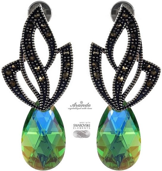 Swarovski UNIKAT kolczyki PERIDOT ADMIRE SREBRO