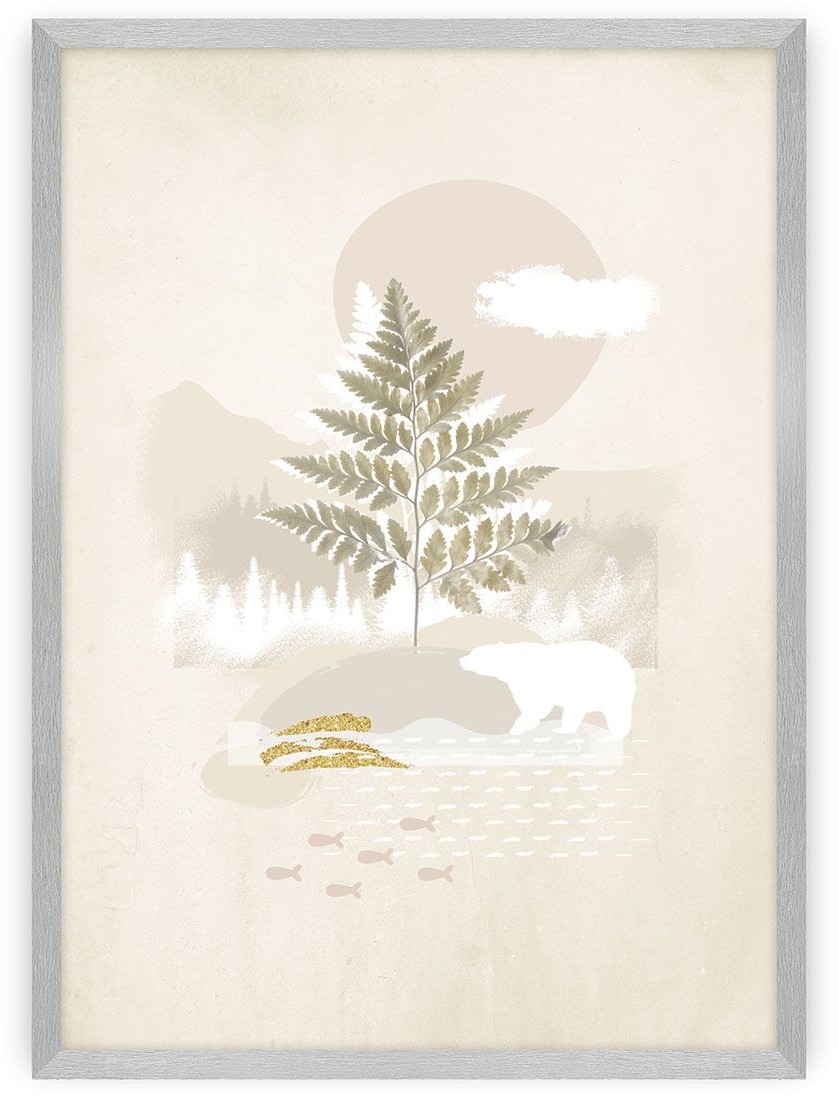 Dekoria Plakat Beige Abstarct II 21 x 30 cm Ramka Srebrna 218B-000-47