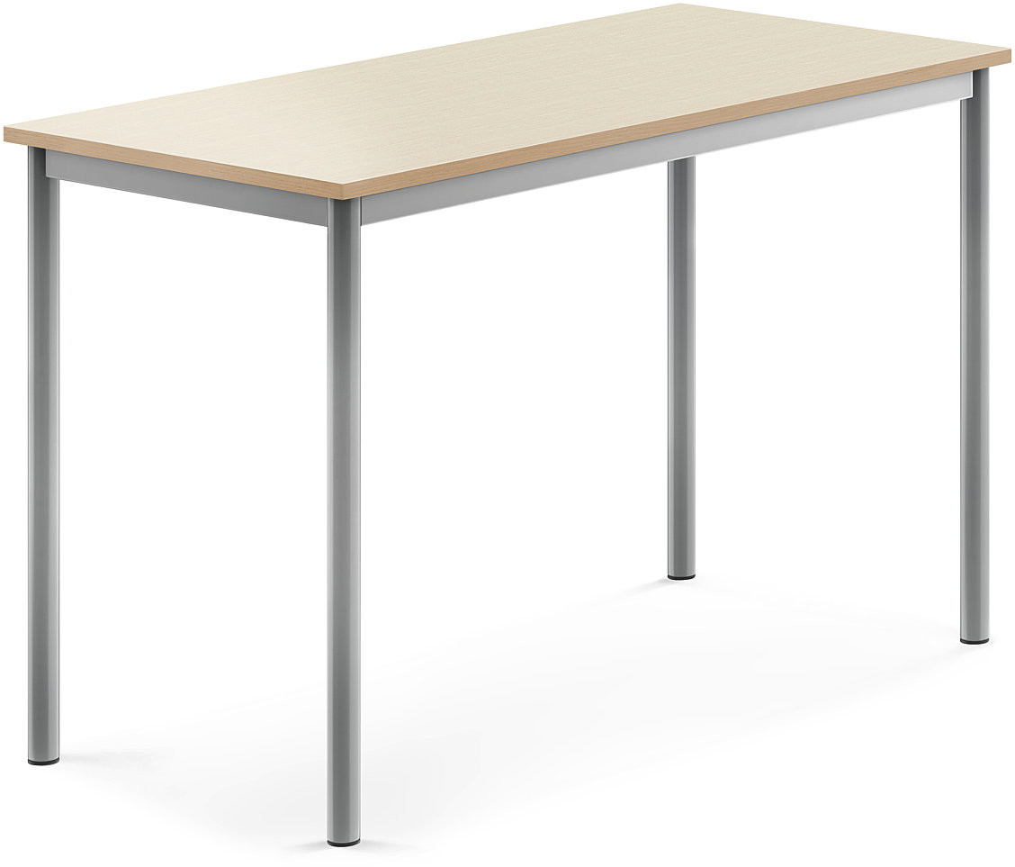 AJ Produkty Biurko SONITUS, 1200x600x760 mm, brzoza laminat, szary aluminium