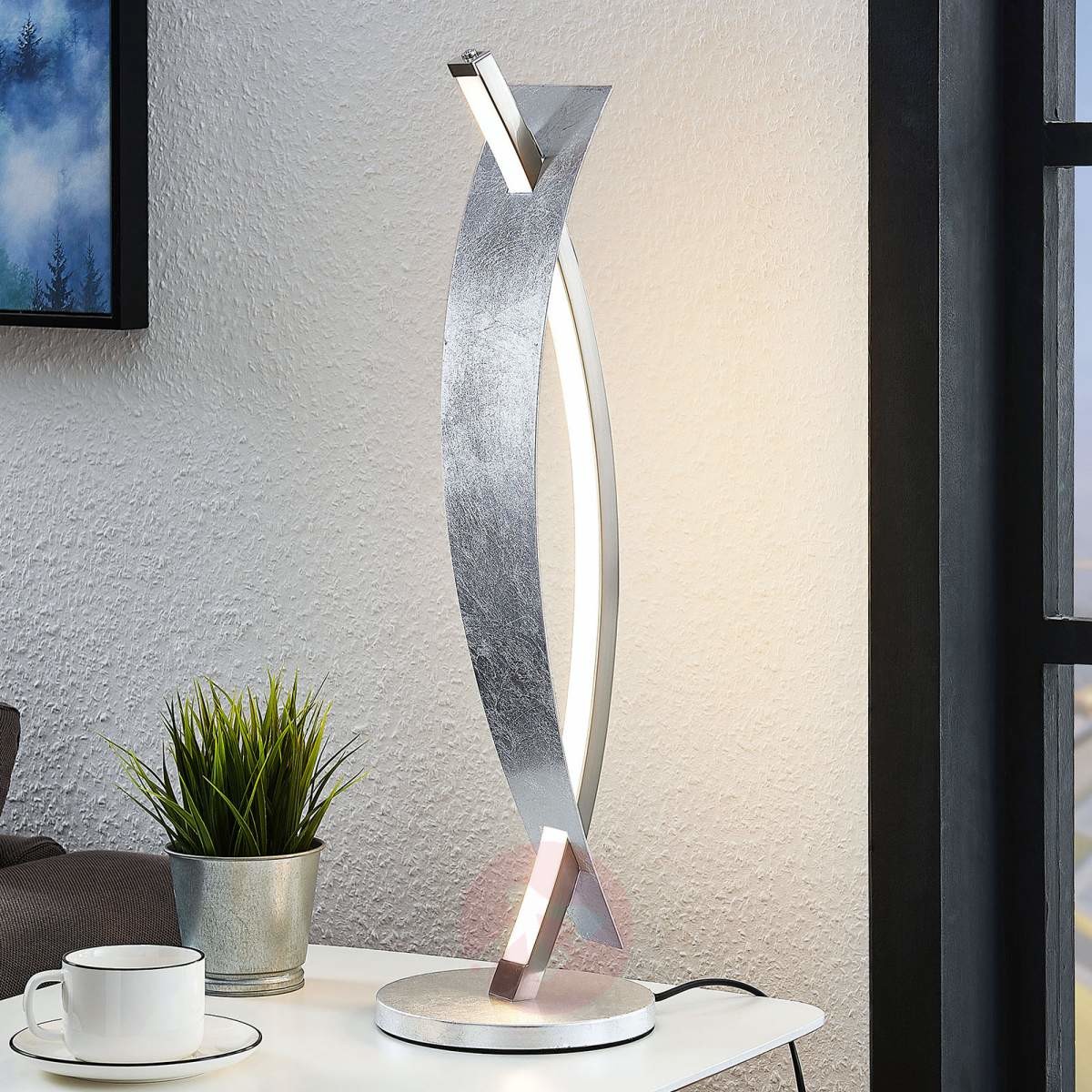 Lampenwelt COM Lampa stołowa LED Marija, szlachetne srebro
