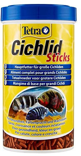 Tetra Cichlid Sticks (główna wyściółka dla wszystkich Cichliden i innych dużych ryb ozdobnych, pływające pałeczki do karmienia), różne rozmiary, 500 ml
