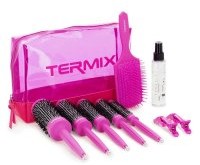 Termix zestaw 5 różowych szczotek i akcesoriów + spray Silky 200ml