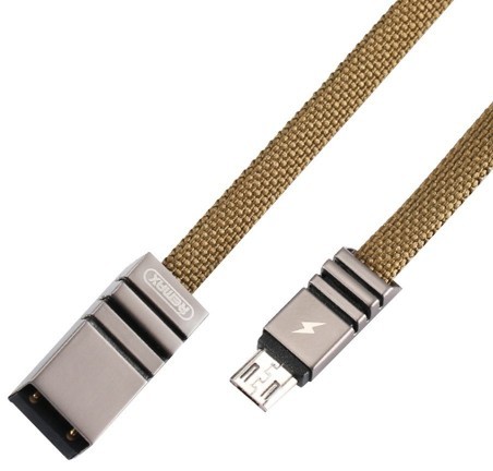 Remax Weave RC-081m kabel w materiałowym oplocie przewód USB / micro USB 2.1A 1M zielony 6954851274643