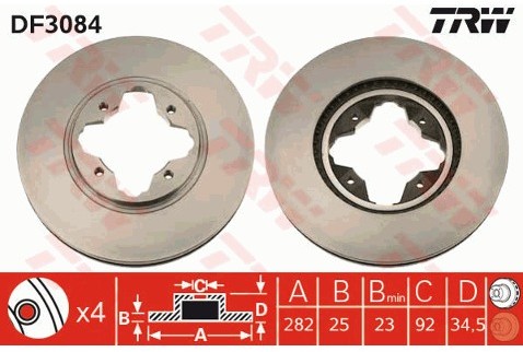 TRW Tarcza hamulcowa DF3084