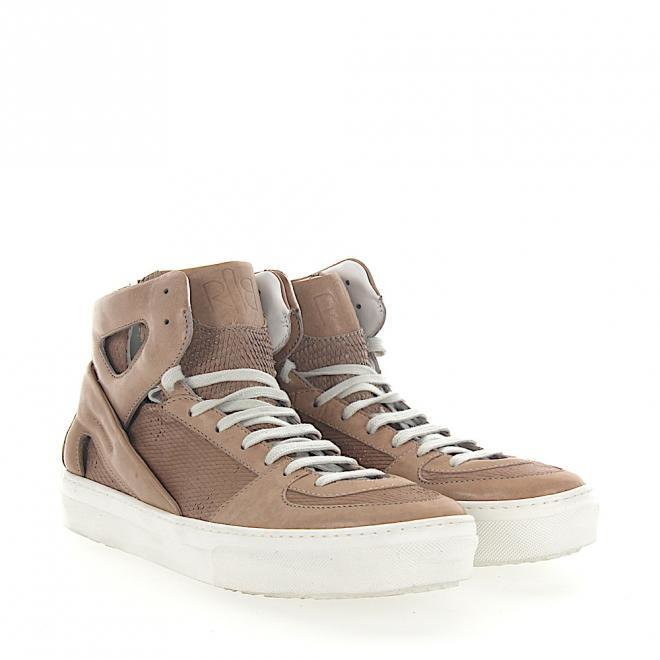 Rossano Bisconti Rossano Bisconti Sneakersy Mid Top 2013 skóra beżowe tłoczenie wąż