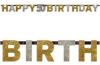 Amscan Baner "Happy 50th Birthday" Sparkling Celebration Silver & Gold 240 cm 120206