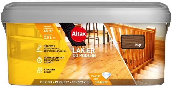 Altax Lakier do podłóg Twardy Jak Diament brązowy 2 5 l