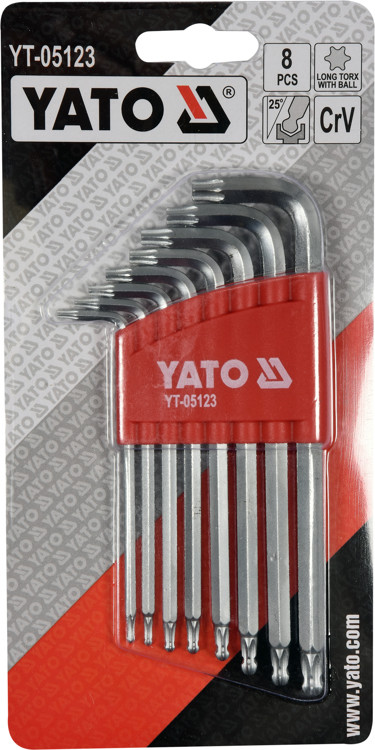 Yato ZESTAW KLUCZY TORX Z KULKĄ DŁUGIE 8CZ T9-T40 YT-05123