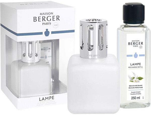 Maison Berger Paris Zestaw upominkowy lampa katalityczna Glacon biała +napełnić Drobne białe piżmo 250 ml