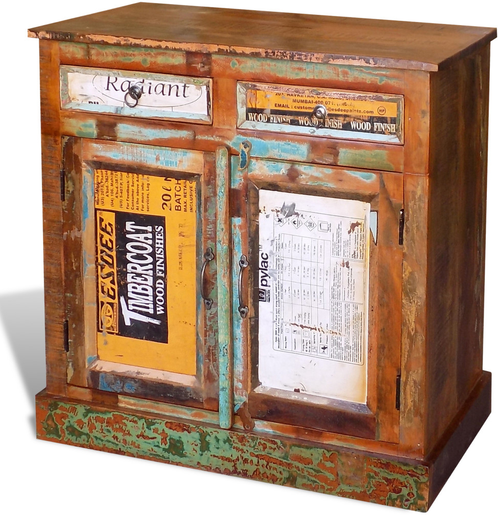 vidaXL Komoda kredens vintage drewniana z 2 szufladami i podwójnymi drzwiami