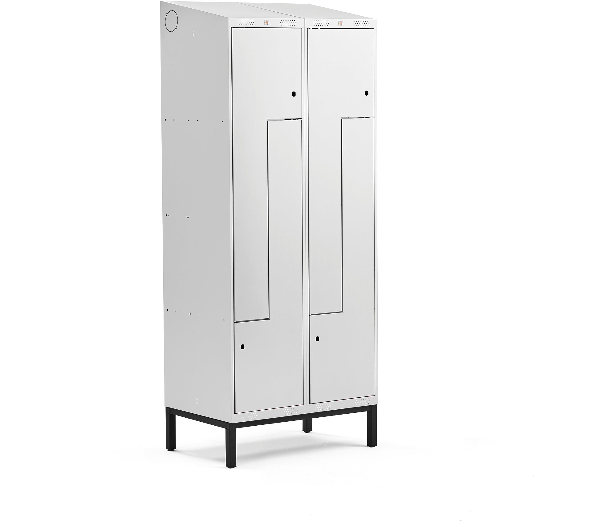 AJ Produkty Szafka ubraniowa typu Z, CLASSIC, na nóżkach, 2 moduły, 4 drzwi, 2100x800x550 mm, szary