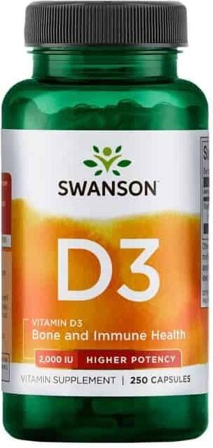 SWANSON Vitamin D-3 2000IU (Witamina D3) 250 Kapsułek