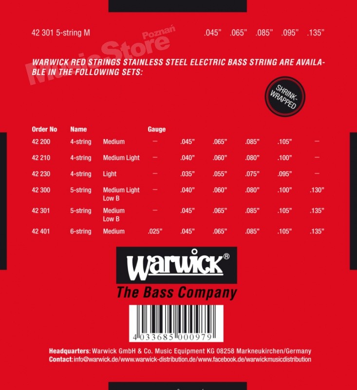 Warwick RED Strings Stainless Stee .045-.135