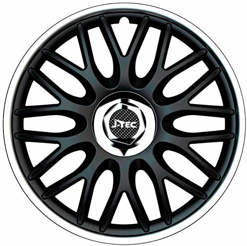 J-Tec J-Tec J13520 zestaw kołpaków ozdobnych Orden R 13 cali czarny/srebrny + chromowane pierścienie, cali J13520