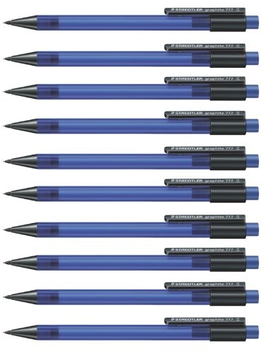 Staedtler 777 05  3 ołówek automatyczny Graphite wypełnione nadzieniem z chwytem B-ołówków, wkład o średnicy 0,5 MM, kolor: niebieski, 10 sztuk w kartonie etui 4007817777473