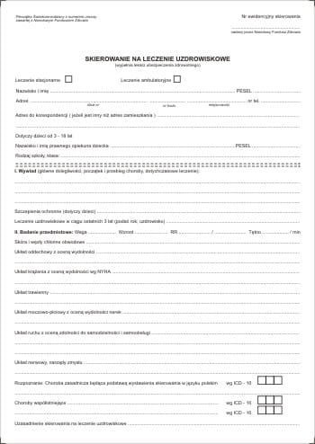 Firma krajewski Zlecenie na leczenie uzdrowiskowe [Mz/Nfz-10] Mz/Nfz-10