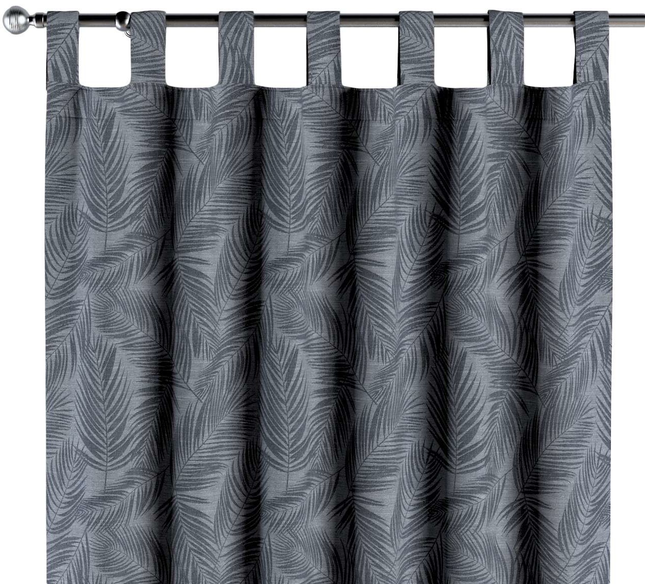 Dekoria Zasłona na szelkach 1 szt. grafitowe liście na szaro-srebrnym tle 1szt 130 × 260 cm Venice 310-143-53