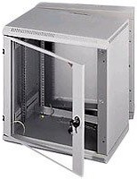 Triton do montażu na ścianie Delta 4S 4HE 600bx395tx280h, RAL 7035 LGR, schliessbare szkła bezpiecznego o grubości 4 MM, drzwi, obciążenia przy 4  6HE maks. 25 kg 906404