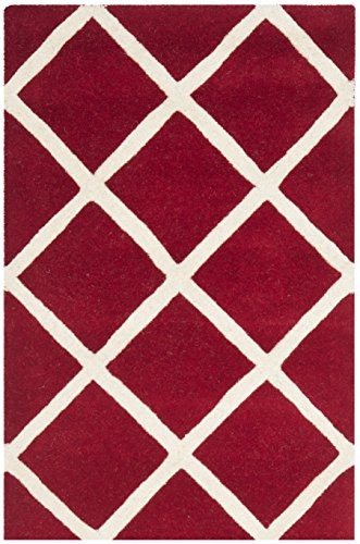 Safavieh cht720g Eliza ręcznie ze wzorami dywan, wełna, czerwony/kość słoniowa CHT720G-4