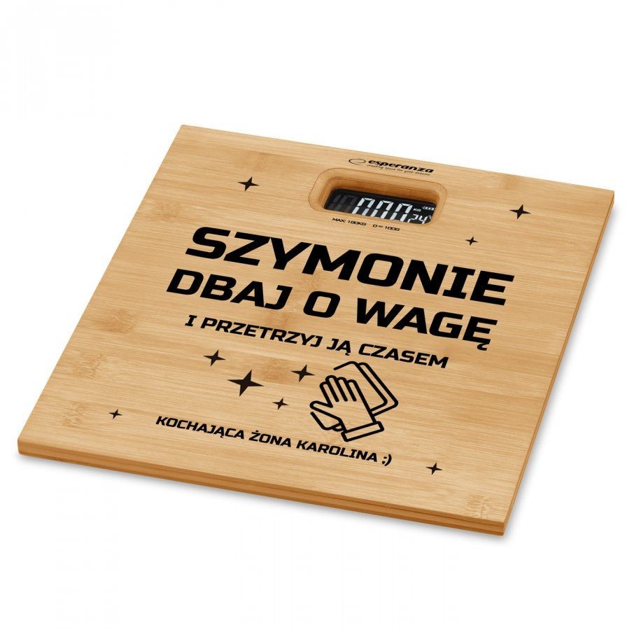 Murrano Waga bambusowa łazienkowa z nadrukiem dla męża WAG2-033
