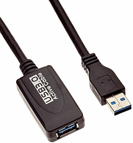 PremiumCord Kabel przedłużający USB 3.0 z repeater 5 m, kabel do transmisji danych SuperSpeed do 5 Gbit/s, kabel do ładowania, gniazdo USB 3.0 typ A na wtyczce, kolor czarny, długość 5 m, ku3rep5 ku3rep5