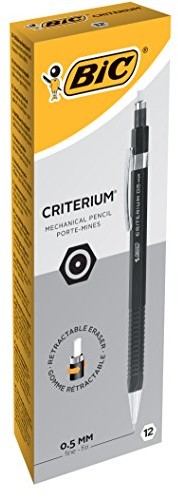 BIC ołówek automatyczny Criterium, 0.5 MM, HB, w zestawie: 3 kopalni, pudełka po 12 sztuk, czarny 892276