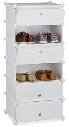 Relaxdays szafka na buty z tworzywa sztucznego, regał na buty zamknięty system regałów, 6 kieszenie, HBT: 107 x 49 x 37 cm, różne. Kolory 10021962_49