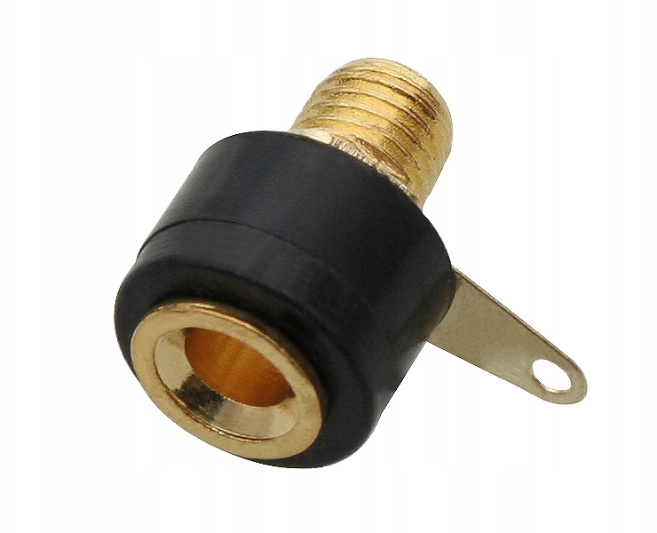 Gniazdo bananowe małe czarne 4mm 11x15,5mm szkoła