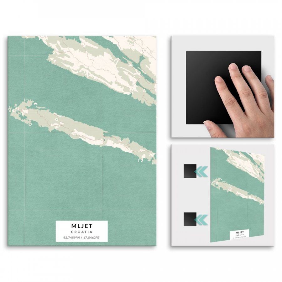 Pix4home Plakat metalowy Mapa Vintage Mljet M POS-M-03874