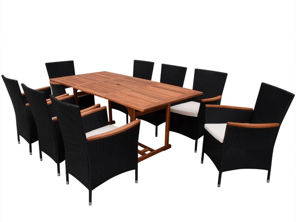 vidaXL Zestaw mebli ogrodowych z rattanu PE, czarny, 17 części