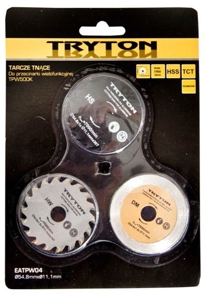 TRYTON ZESTAW TARCZY HSS+TCT+DIAMENTOWA DO PRZECINARKI TPW500K, 3 SZTUKI(prof-eatpw04) EATPW04