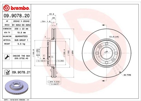BREMBO Tarcza hamulcowa 09.9078.21