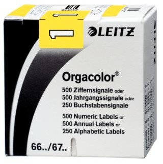 Leitz 66011000 Orgacolor sygnału cyfr 1, 500 sztuk, żółty 4002432313785