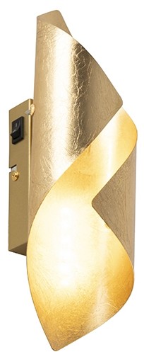 Paul Neuhaus Retro kinkiet złoty liść z włącznikiem - Belle 98150