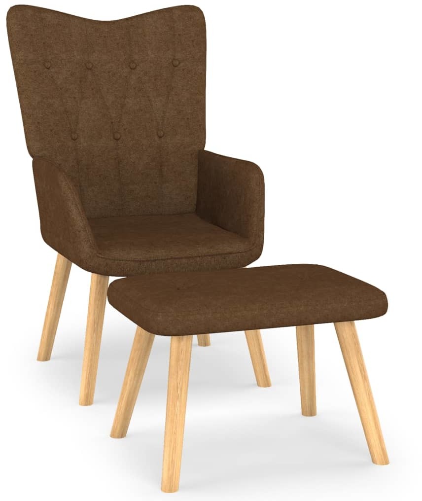 vidaXL Fotel z podnóżkiem, 62 x 68,5 x 96 cm, brązowy, obity tkaniną