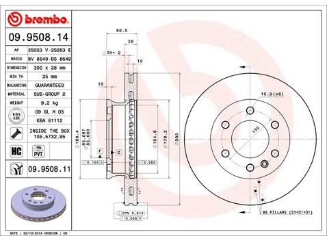 BREMBO Tarcza hamulcowa 09.9508.11