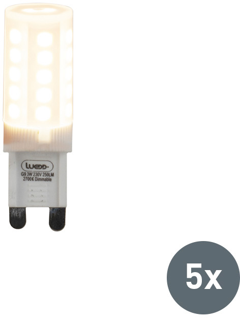 LUEDD Zestaw 5 ściemnialnych żarówek LED G9 3W 280 lm 2700K