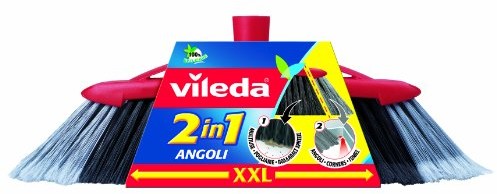 Vileda Scopa 2-in-1 Doppio Angolo za pomocą interni, tecnologia 2-in-1 delle Fibre, efficace Contro Tutti i Tipi di sporco giunge anche negli angoli 137396
