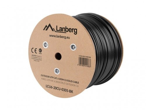 LANBERG Kabel UTP Kat.6 CU 305 m drut outdoor LCU6-21CU-0305-BK