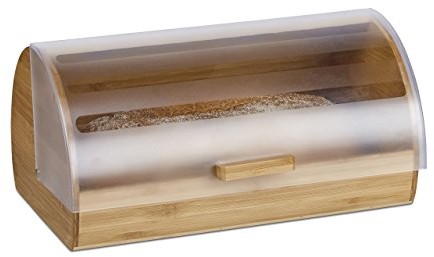 Relaxdays Chlebak  chlebak bambus, duża, zapachów, składany z rolowaną pokrywą, HBT: 19 x 38 x 26 cm, drewno, naturalny 10021574