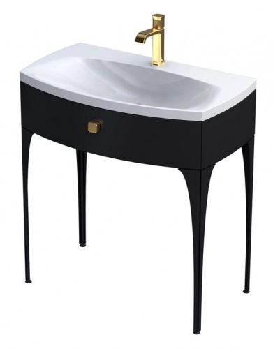 Oristo Szafka wisząca podumywalkowa LOUIS 82 cm CZARNY POŁYSK OR50-SD1S-82-7