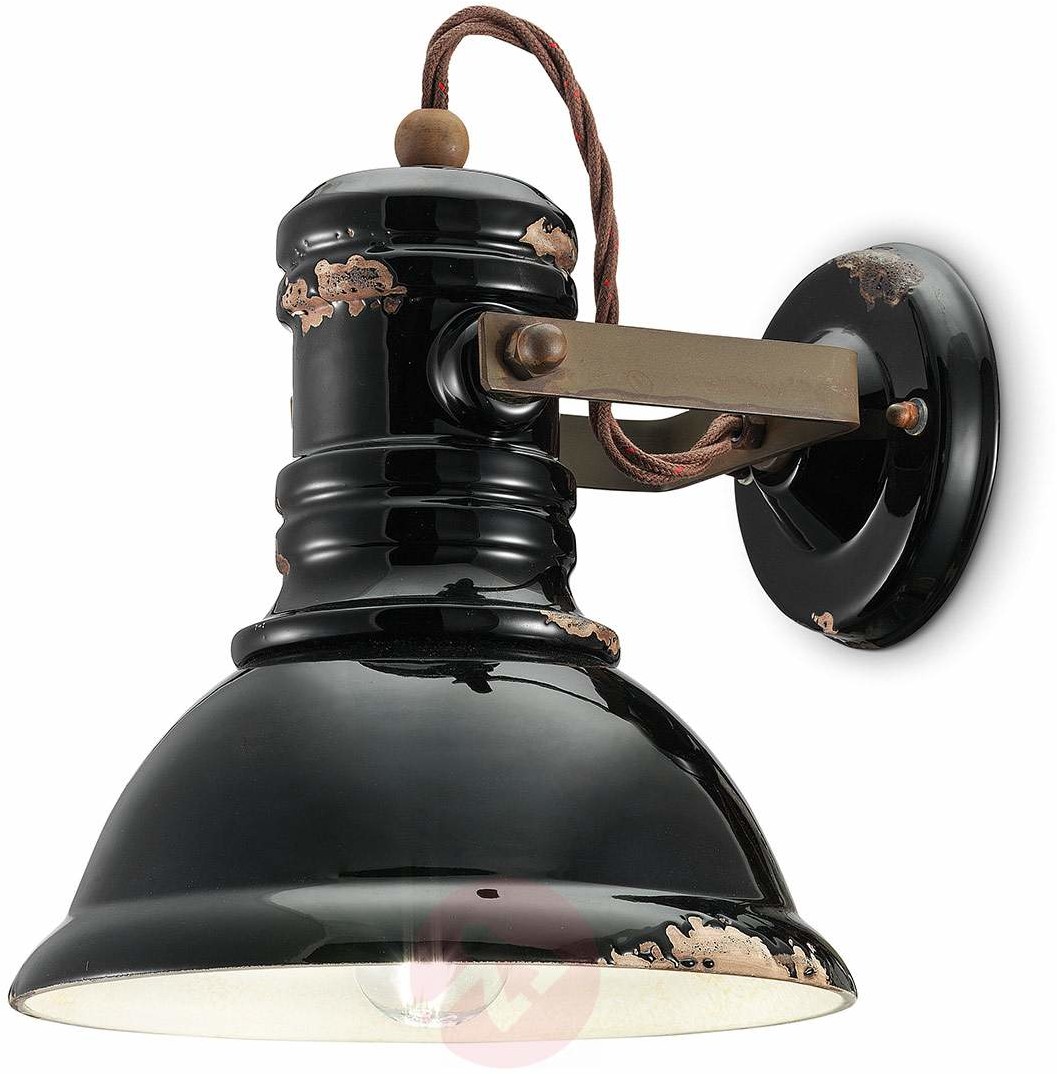 Ferro Luce Ceramiczna lampa ścienna C1693, industrialna,czerń