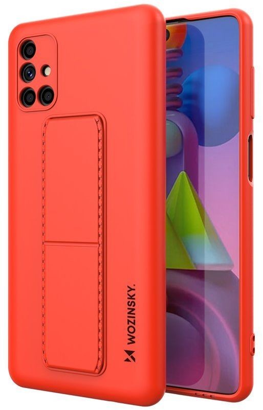 Wozinsky Kickstand Case elastyczne silikonowe etui z podstawką Samsung Galaxy M51 czerwony