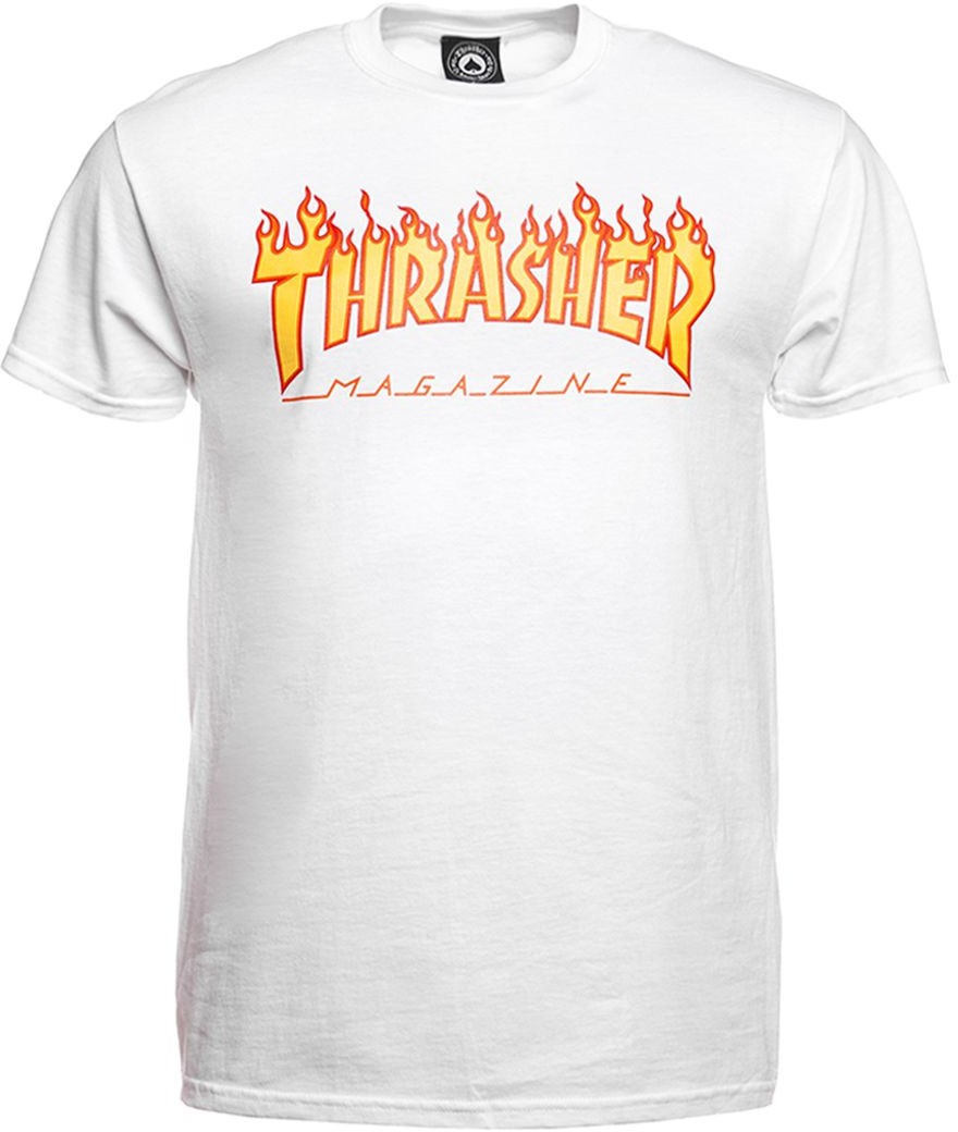 Thrasher t-shirt FLAME LOGO WHITE