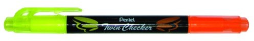 Pentel slw8 Textmarker Twin Checker, dwukolorowe, 12 sztuki, żółty/pomarańczowy 4711577023052